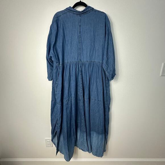 Alembika Dress Luz Ombre Trapeze Denim Mini 3/4 Sleeve Chambray Blue 8 - Picture 3 of 12